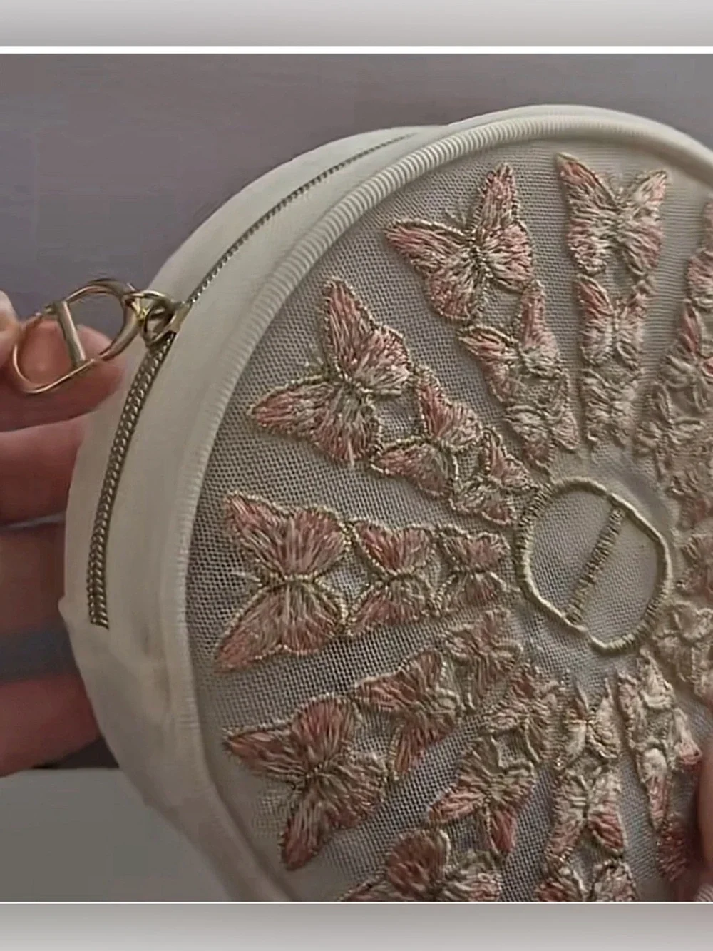 Dior Limited Edition Cosmetic Case with Pink & Gold Butterfly Embroidery 🌸🤩